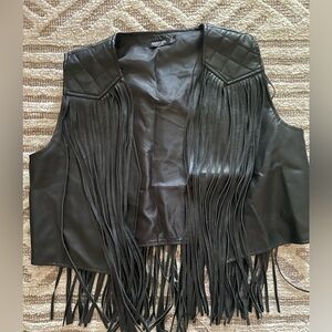 Nasty Gal Faux Leather Fringe Vest